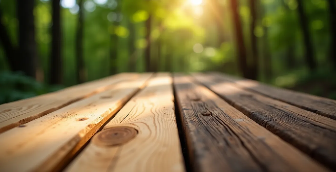 Comparaison visuelle du transport et durabilité entre cèdre québécois et Ipé brésilien