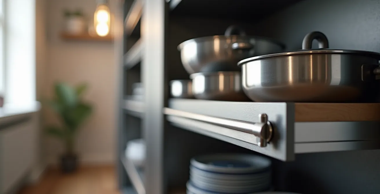 Système de rangement d'angle LeMans dans une cuisine québécoise moderne